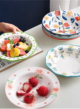 Salad Plate Inlay Dinner Dish Cartoon Pattern Steak Plates H