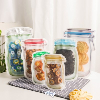 10/12 Pieces Jar Zipper Bags Reusable Snack Saver Bag Leakpr