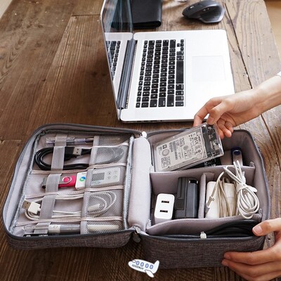 Black Travel Cable Bag Portable Digital USB Gadget Organizer