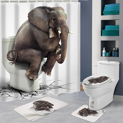 Ocean Beach Shell Sea Turtle Elephant Shower Curtain 3D Wate