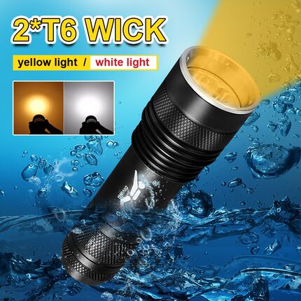 100M Yellow White LED diving flashlight torch lamp XML T6 L