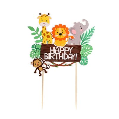 Woodland Amimals Happy Birthday Cake Toppers Jungle Safari C