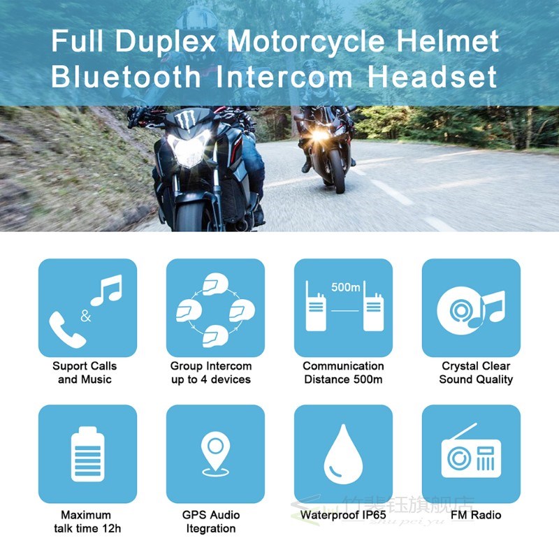 Vnetphone V4 Intercom Motorcycle Helmet Bluetooth Headset 85