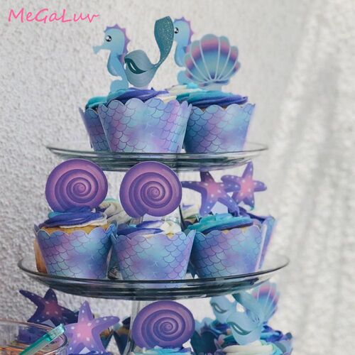 Mermaid theme cake border egg tart paper box children's birt