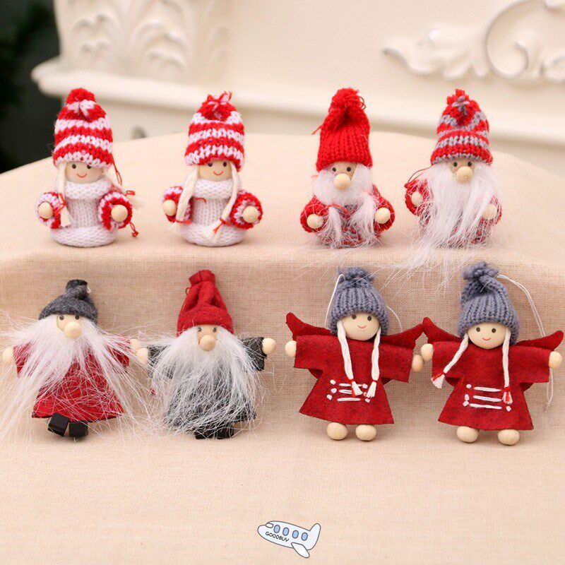 2pc new year angel santa claus hanging dolls christmas decor