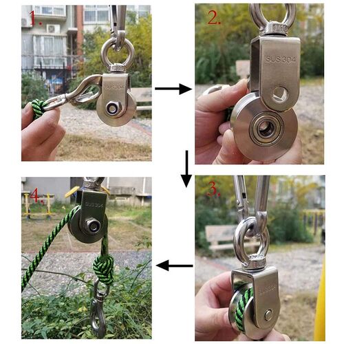 U Type Swivel Pulley 304 Stainless Steel Duplex Bearing Sile