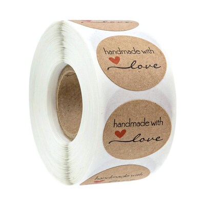 50-500pcs kraft paper homemade with love stickers scrapbooki