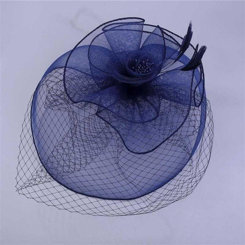 Net yarn feather flower stae hat the bride weddin dress