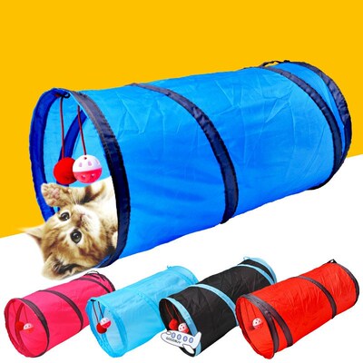5 Color Funny Pet Cat Tunnel 2 Holes Play Tubes Balls Collap