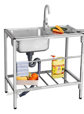 Stainless Steel Sink Table Top Integrated 304 Kitchen Single