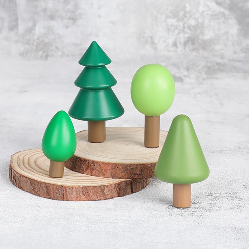 4 pcs Geometric Little Trees Cake Topper Jungle Safari One 1