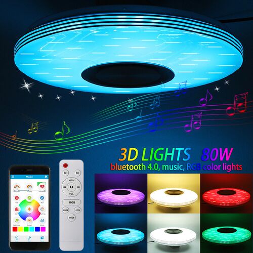 New 80W Smart Music LED ceiling Lights RGB Dimmable APP Remo