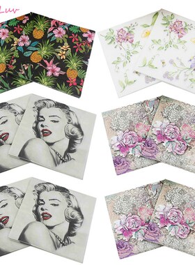 20pcs Birthday Party Paper Napkins Pineapple Flowerr Tissue