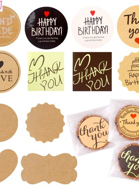 Vintage Paper Handmade Sticker Kraft Unicorn Thank you Stick