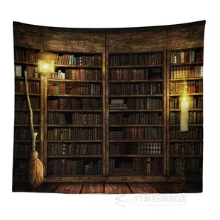 Bookshelf and Fireplace Beautifu Warm Feeling Style Tapestry