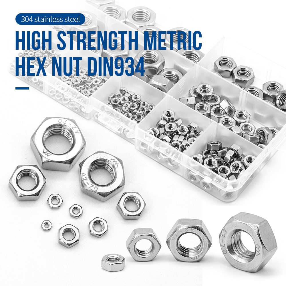 326pcs Hex Hexagon Nuts Assortment Kit M2 M2.5 M3 M4 M5 M6 M