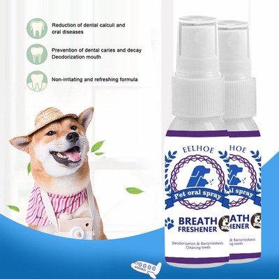 Pet Breath Freshener Spray Dog Teeth Cleaner Dog Cat Oral He