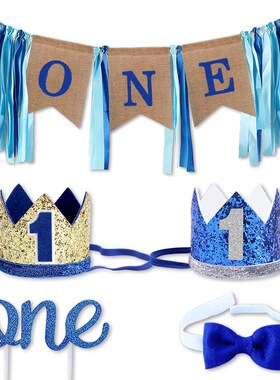 One Year Birthday Gift Hat Tie 1st Birthday Banner Kids Happ