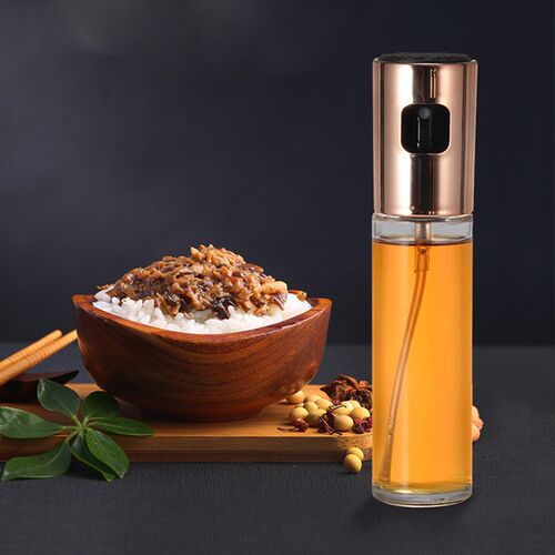 Kitchen Oil Spray Squeeze Bottle Push-type Oil Dispenser Gla