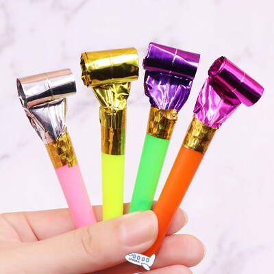 6Pcs Small Multi Color Party Blowouts Whistles Kids Birthday