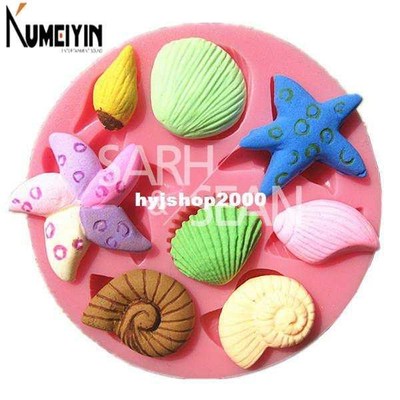 M0702 sea starfish snail conch shell fondant cake molds soap
