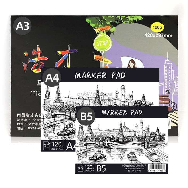 A3/A4/B5 Drawing Paper Pad Notebook Sketch Book for Marker A