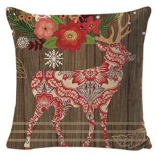 45cm Merry Christmas Pillow Case Xmas Deer In Snow Forest Pi