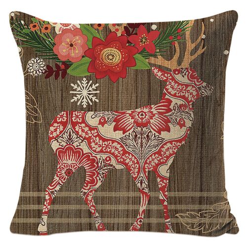 45cm Merry Christmas Pillow Case Xmas Deer In Snow Forest Pi