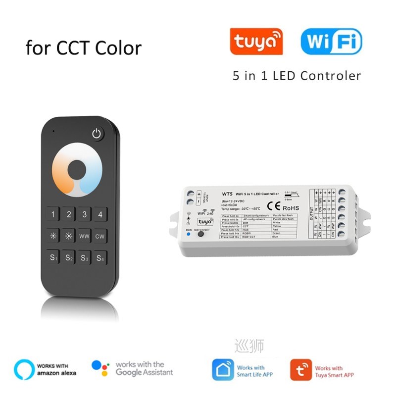 TUYA WiFi RF 5CH Led Controller 12V 24V DIM RGB RGBW RGBCW S