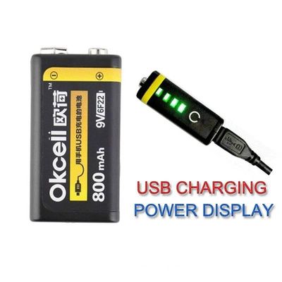 High Quality OKcell 9V 800mAh USB Rechargeable Lipo Battery