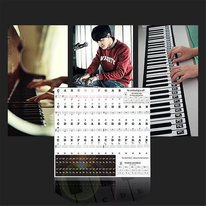Sticker Piano Electronic Keyboard White-Keys Transparent 61