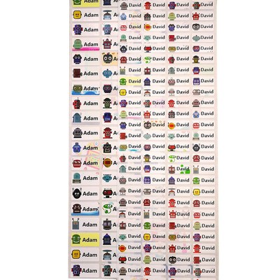 Custom Cartoon Name Stickers Water Proof Boy robot Labels Ta