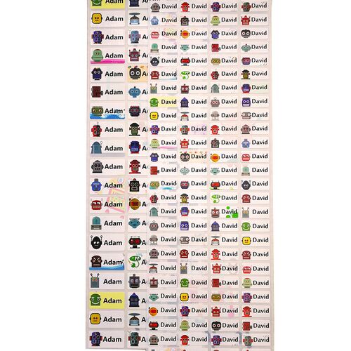 Custom Cartoon Name Stickers Water Proof Boy robot Labels Ta
