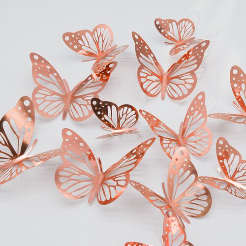 Rose Gold 3D Hollow Simulation Butterfly Oranments Rustic Ro