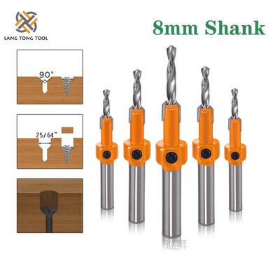 1pcs 8mm Shank HSS Woodworking Countersink Router Bit Set Sc