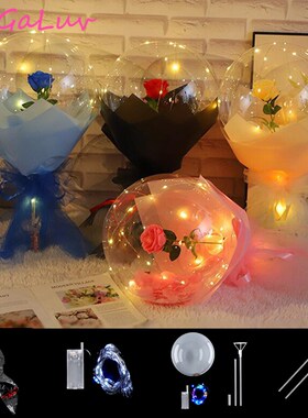 Led Light Luminous Transparent Bobo Bubble Rose Ballons Chri