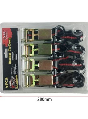 4pcs 4.5M*25mm Car Tension Rope Tie Down Strap Strong Ratche