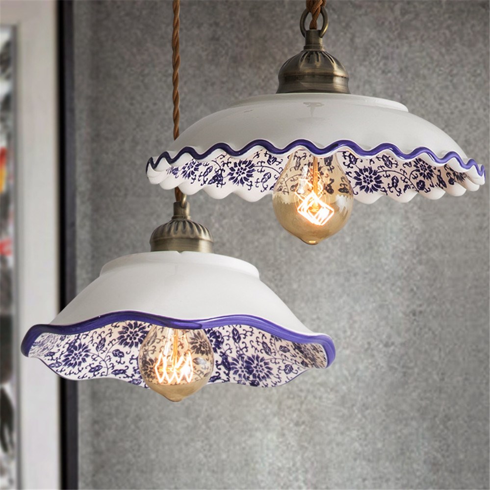 Chinese style retro ceramics led pendant lights for dining r