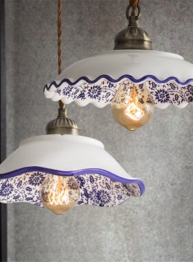 Chinese style retro ceramics led pendant lights for dining r
