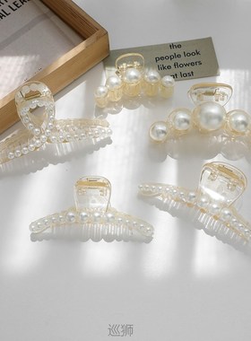 Pearl hairpin back of the head grab net red ins2020 new hair