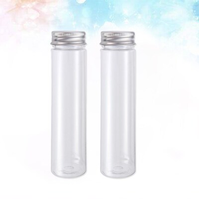 2pcs Flat-bottomed Plastic Clear Test Tubes with Screw Caps