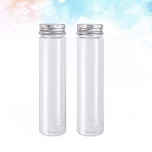 2pcs Flat-bottomed Plastic Clear Test Tubes with Screw Caps