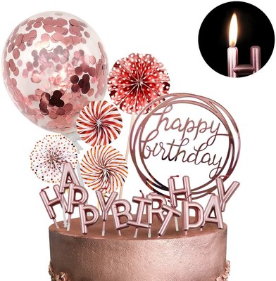 19pcs High Quality Rose Gold Cake Toppers Girl Birthday Part
