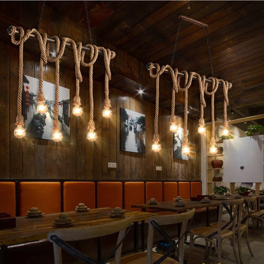 loft retro vintage lamps E27 rope lights bar restaurant livi