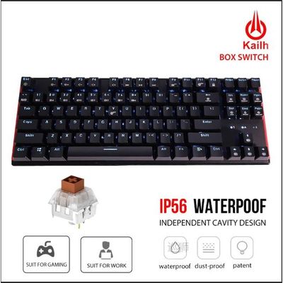 GK707 87 Key Keyboard White Blue Waterproof Kailh BOX Switch