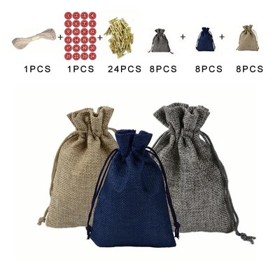 Christmas Gift Bags Calendar Countdown Jute Bag Advent Calen