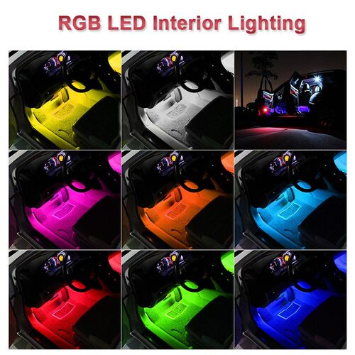 Car USB LED RGB Atmosphere Strip Light Remote voice control