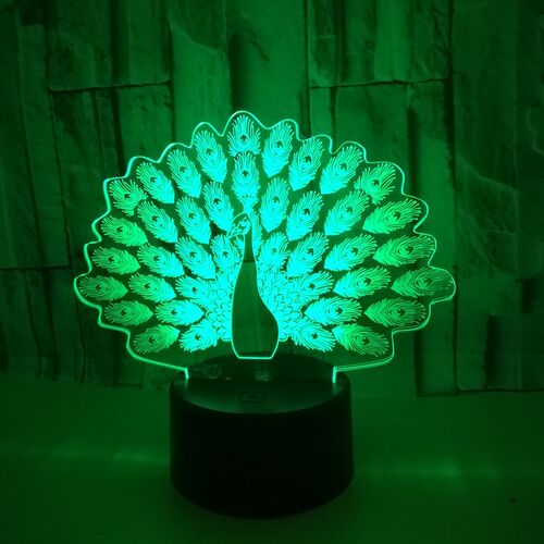 New Peacock 3d Lamp With Multi-color Touch Led Visual Lighti