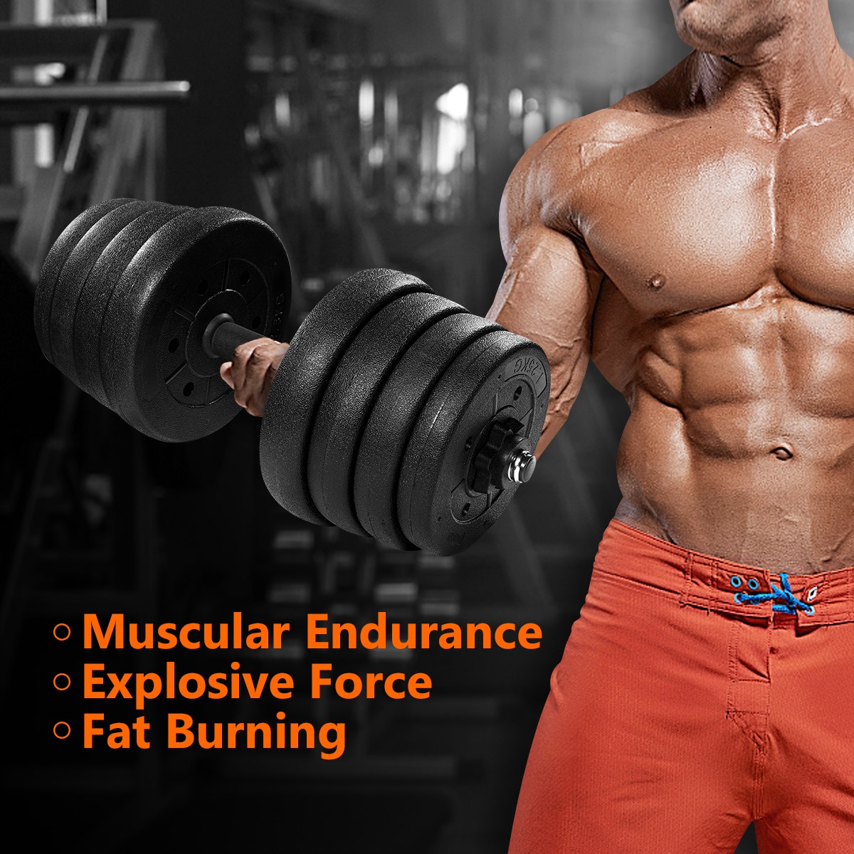 30kg Weight Dumbbell Set PE Fitness Dumbbells Detachable Dum