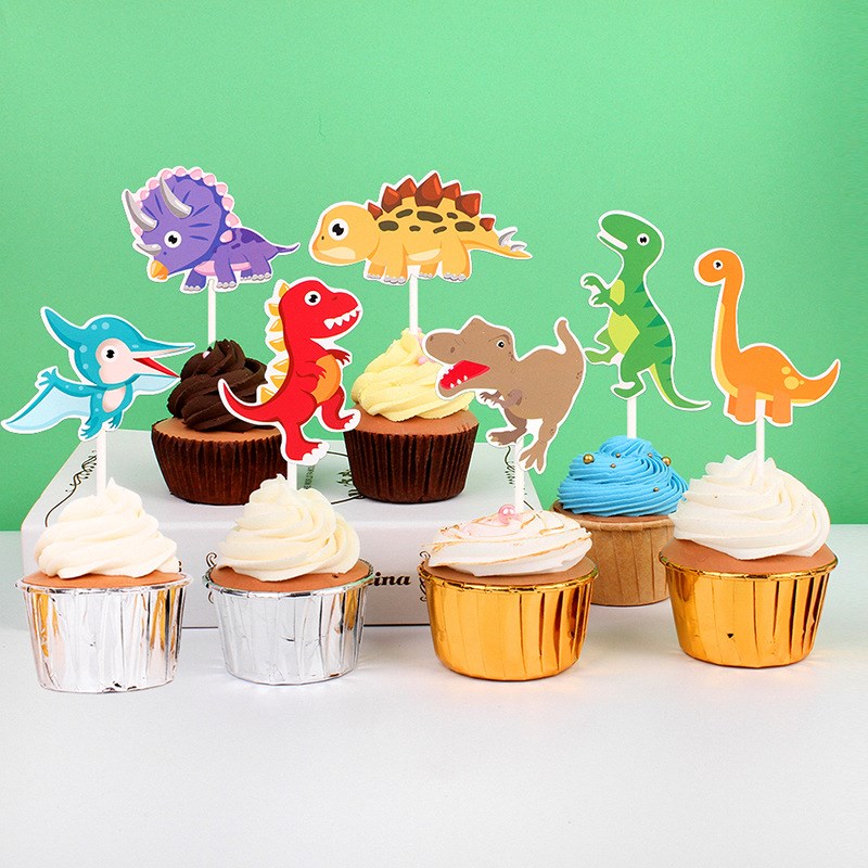 7pcs Cute Dinosaur Cup Cake Topper Dinosaur Party Dino Roar